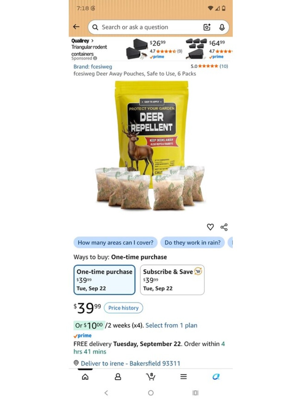 fcesiweg Deer and bunnies Away Pouches, Safe to Use, 6 Packs